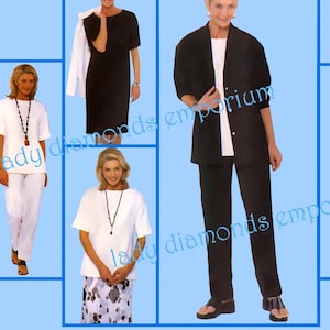 1990&#39;s Pullover Shift Dress Tunic Top Slim Flared Skirt Pants Jacket Mix & Match Wardrobe Womens sz 8 10 12 Sewing Pattern Vogue 2139 Uncut