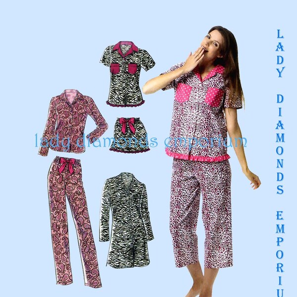 McCalls M6249 Womens Pajamas Tops Shorts Capris Pants Nightshirt size 14 18 18 20 Plus Size Lounge Wear Sewing Pattern 6249 Uncut FF