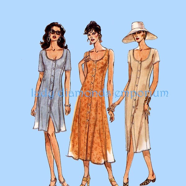 Vogue Easy Options 9422 Womens Fitted Dress Wide Scoop Neckline Tapered or Flared size 12 14 16 Bust 34 36 38 Vintage Pattern Uncut FF