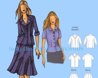 Womens Pinwheel Skirt Shirt Blouse Jacket size  18 20 22 24 26 28 30 32 34 36 38 40 42 44 Easy Connie Crawford Pattern Butterick B5047 5047