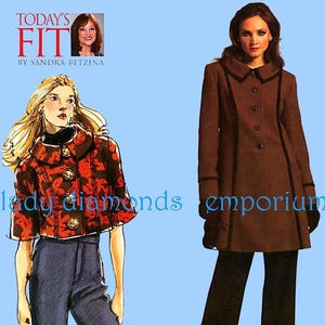 Fitted & Flared Coat or Jacket Princess Seams Womens XS S M L XL XXL 3XL 32 to 55” Bust Petite to Plus Size Sewing Pattern Vogue 2991 Uncut