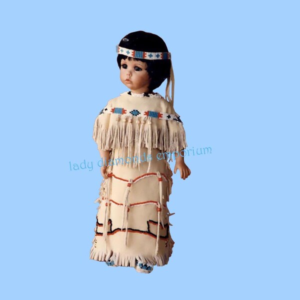 1990's Native American Dress & Moccasins for 14-15” Dolls “Little Fawn” Costume Vintage Connie Lee Finchum Sewing Pattern P1474 Uncut FF