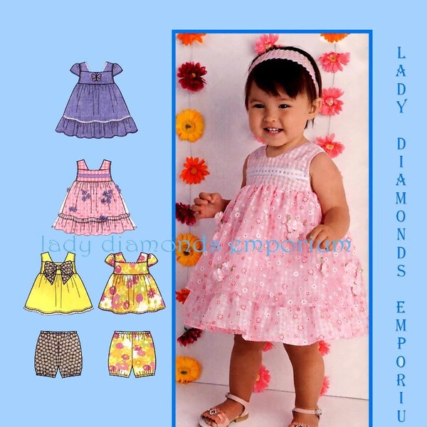 Simplicity 1471 Baby Girls Dress Top Bloomers, Infants size XXS - L, NB-18 months Childs Babydoll Easter Party Dress Sewing Pattern Uncut FF