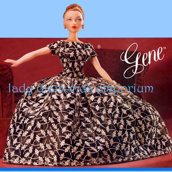 1950 High Fashion Kleidung Tag oder Abendkleid Petticoat Tasche Korb für Ashton Drake Gene Puppe Retro Nähen Muster Vogue 7224 ungeschnitten FF