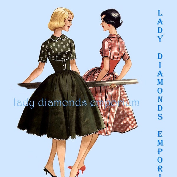 McCalls 5147 Vintage 1950s Rockabilly Dress withShort Sleeves, Fitted Midriff & Four Gore Gathered Skirt size 14 Bust 34 Sewing Pattern