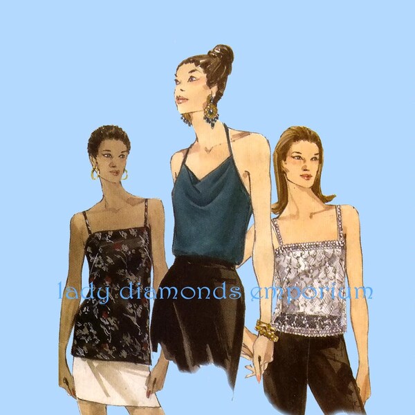 Mode einfach Optionen 9737 Frauen lose passen Leibchen Neckholder Tops Größe 8-10-12 Büste 31 32 34 Vintage Sommer oder abends tragen Nähen Muster Uncut FF