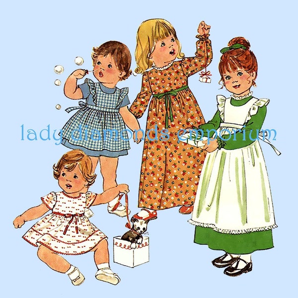 Simplicity 8279 Childs Dress & Pinafore Mini Maxi Lengths size 2 Breast 21 Girls Prairie Dress Vintage 70’s Sewing Pattern Uncut FF #883