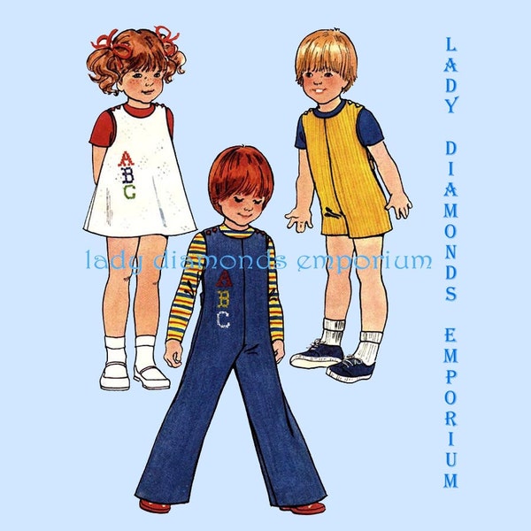 Butterick 5732 Boys and Girls A-line Jumper Jumpsuit Romper Overalls Shortalls Childs size 2 Breast 21 Vintage 1970's Sewing Pattern #644