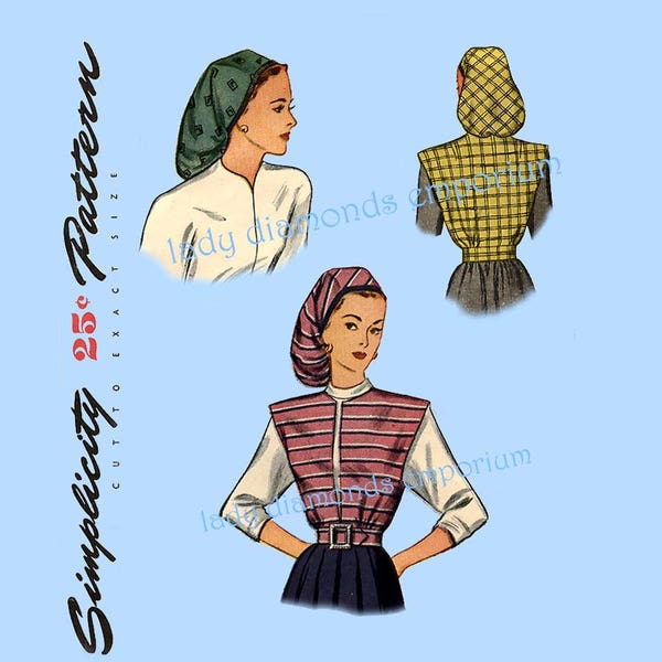 Reserved for Deb -- 1940s SNOOD Style Hat & Jacket Vest Pattern Fabulous  Swing Era Accessories Vintage Sewing Pattern Simplicity 1543