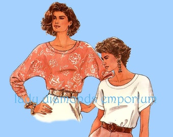1990’s Pullover Top T-shirt Short or Long Kimono Sleeves Womens size 6 to 24 XS S M L XL Easy Vintage Sewing Pattern Simplicity 7773 Uncut