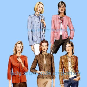 Easy Princess Seam Lined Jackets Short or Long Length Front Button or Open Style Womens size 12 14 16 Vintage Sewing Pattern Vogue 7975