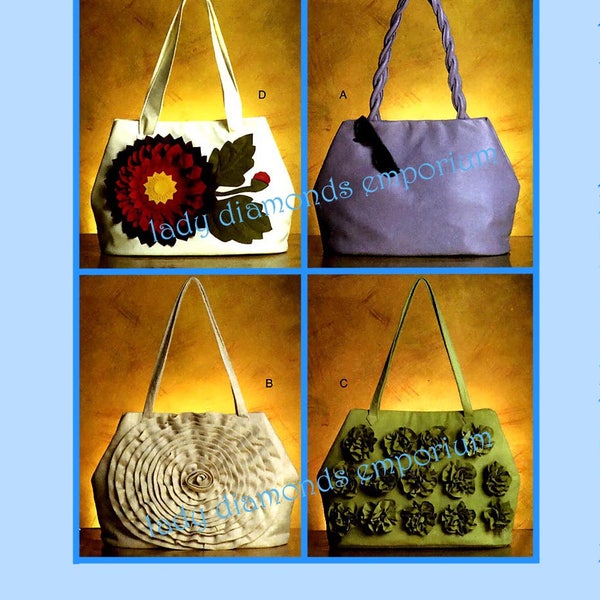 Vogue V8642 Ladies Handbags in 4 Styles Lined Purse Shoulder Bag w Inside Pockets Womens Accessories Sewing Pattern 8642 Uncut FF