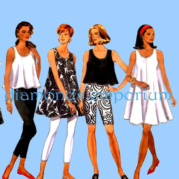 1990’s Very Loose Fitting Swing Dress Pullover Tent Dress Jumper Top Leggings Womens sz 6 8 10 12 14 Fast & Easy Sew Pattern Butterick 5460