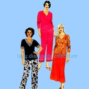 Plus Size Pullover Tunic Top Pull-on Skirt Cropped Pants Short or Long Sleeve Womens 26 28 30 32 Vintage Sewing Pattern McCalls 3943 Uncut