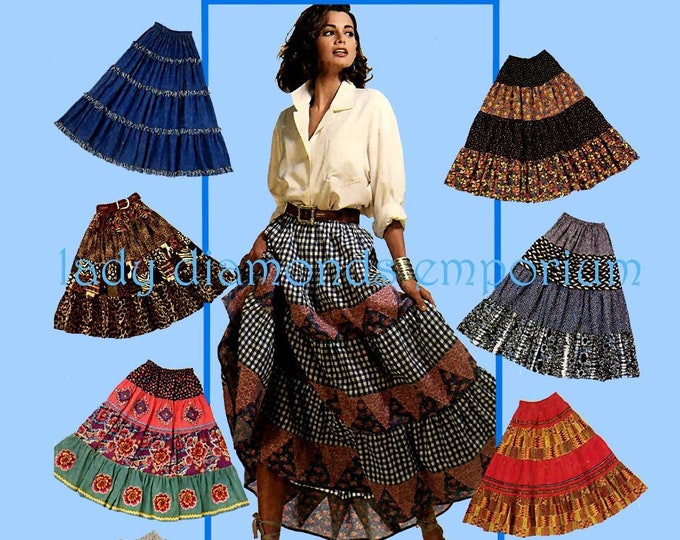 1990s Pullon Tiered Skirt Broomstick Pleating Option Womens Sz 4 6 8
