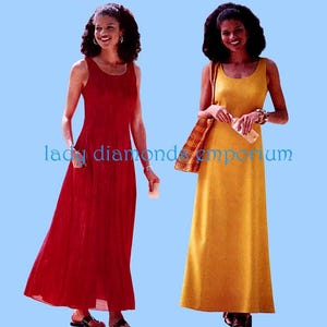 1990’s Very Easy Princess Seam Maxi Dress A-line or Flared Skirt with Godets Womens size 14 16 18 Summer Sewing Pattern Butterick 5532 Uncut