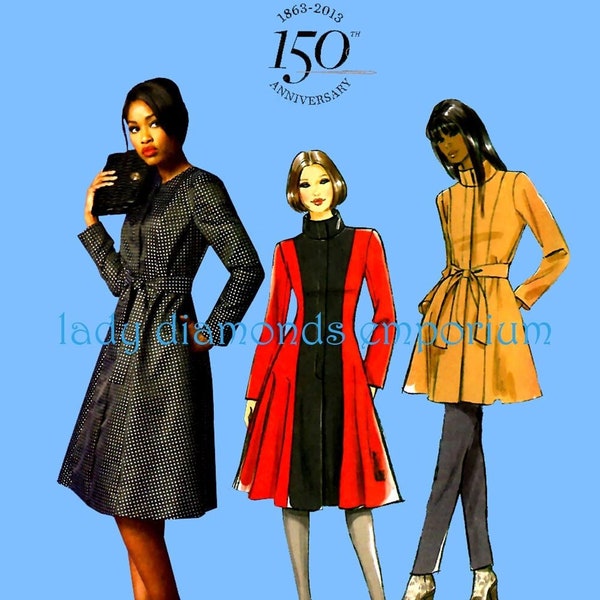 Easy Coat or Jacket Fitted & Flared Princess Seams Fly Button Closing Womens size 8 10 12 14 16 Easy Sewing Pattern Butterick Uncut