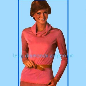1970’s Long Sleeve Pullover Cowl Neck Top Shirt Blouse T-shirt Womens sz 12 14 16 Bust 34 36 38 Vintage Sewing Pattern Simplicity 8111 Uncut