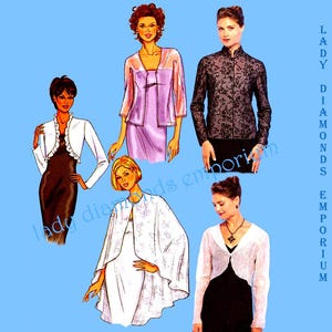 Vintage Shrugs Capes Jackets Tunic Top Evening Wear 5 Styles Close Fit & Loose Fit Womens size 12 14 16 Easy Sewing Pattern Butterick 3345