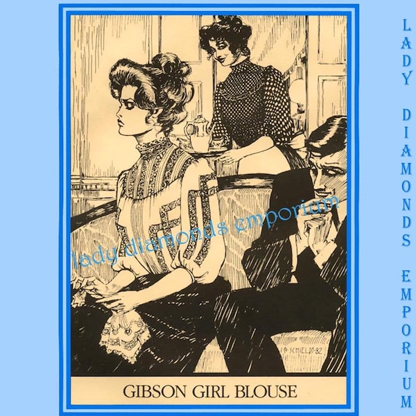 1980er Folkwear 205 Gibson Girl Bluse Langarm High Neck Größe S M L 6-16 Top Shirt Kostüm Schnittmuster Uncut