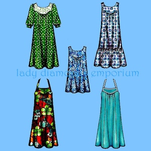 Loose-Fitting Muu Muu Babydoll Dress Halter Dress or Tunic Top Smock Top Womens 10 12 14 16 18 Summer Sewing Pattern Simplicity 3778 Uncut