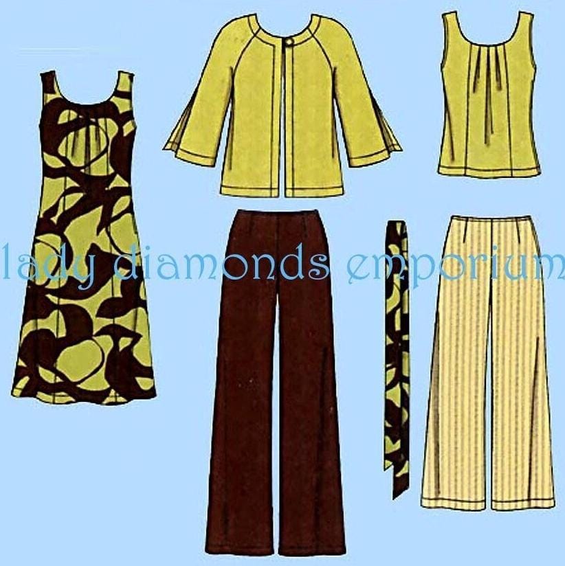 Simplicity 2938 Easy Chic Princess Seam Top A-line Dress Jacket Pants ...