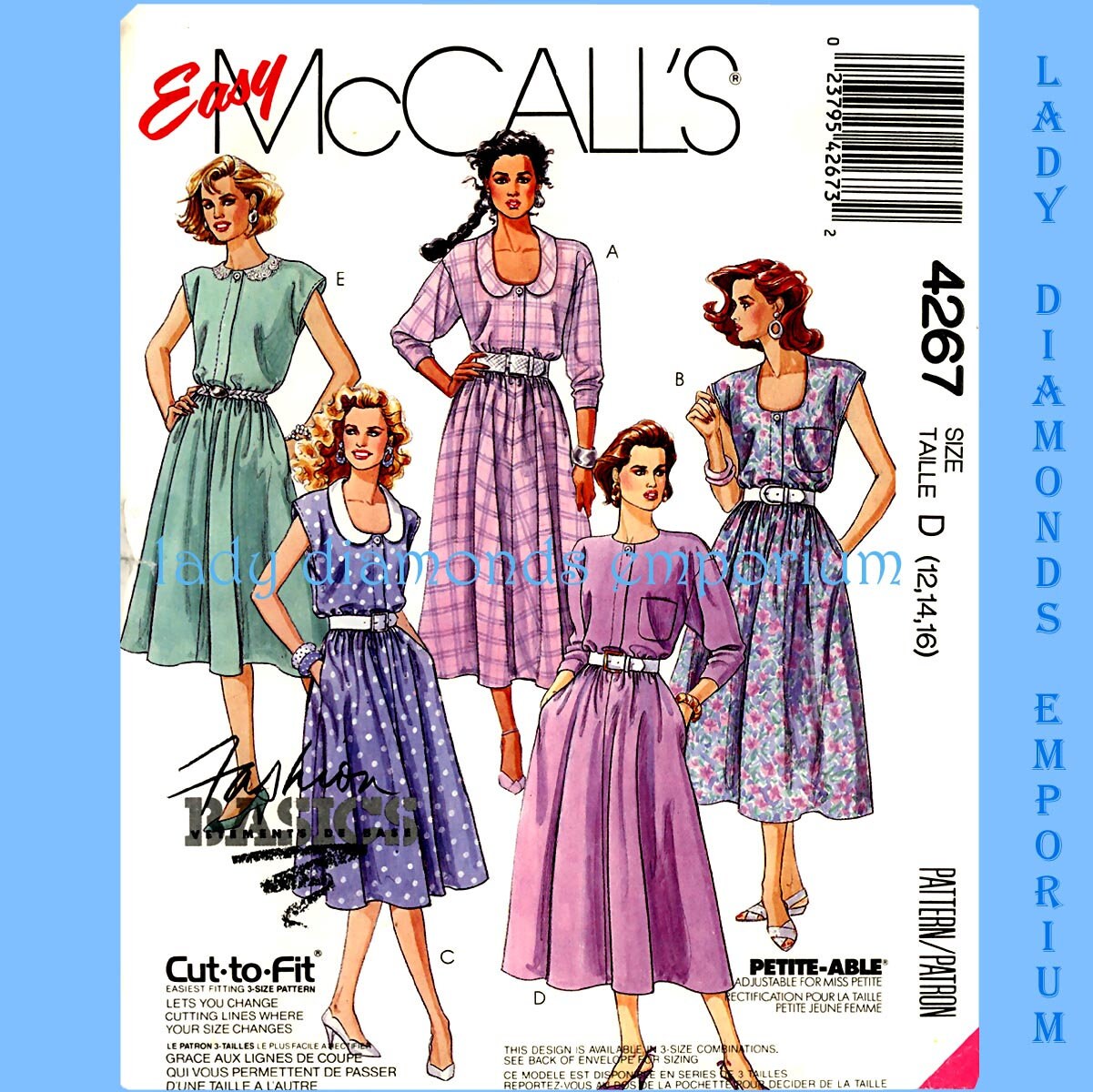 1980s Easy Pullover Dress 2 Lengths Full Skirt Short or Long - Etsy