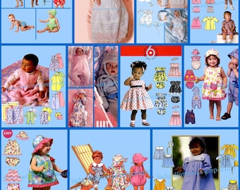 Choice of Babys Sewing Patterns Boys Girls Infants Clothes & Accessories Toddlers Romper Dress Jumpsuit Pants Tops Coat Shirt sizes XXS - XL