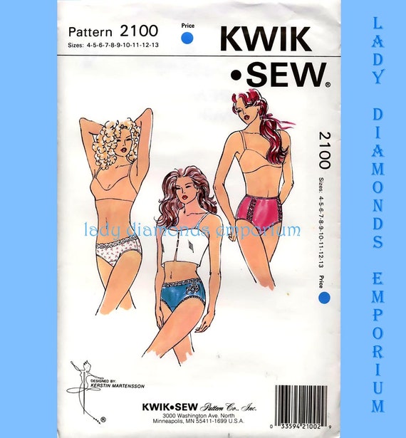 1990s Misses Panties Briefs Hipsters Bikinis Womens Panties Sizes 4 5 6 7 8  Hip Size 34-42 Sewing Pattern Kwik Sew 2100 Uncut Still Sealed 