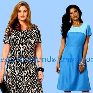 Easy Princess Seam Fitted Dress Short Sleeve Yoke Womens size XS S M L XL Bust 34-43  Petite - Plus Size Sewing Pattern Butterick 6033 Uncut