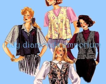Débardeurs McCalls 0021 faciles sans doublure des années 1980, 4 styles, coupe ajustée ou ample (évasée) pour femmes, 14 16 18 ans