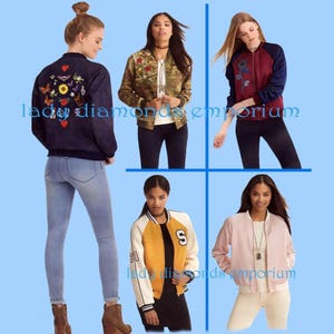 Misses Bomber Jacket Lettermen Varsity Stadium Jacket Womens 14 16 18 20 22 Denim Silk Leather Plus Size Sew Pattern Simplicity 8418 Uncut
