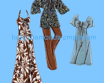 Simplicity 2947 Empire Dress Tunic Top Pants Shrug Straps or Short Sleeve Womens sz 18 20 22 24 Sewing Pattern Uncut