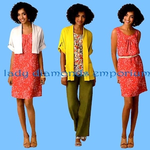 Easy Pullover Dress Tunic Top Pull-on Pants Cardigan Womens size M - XXL 14 16 18 20 22 24 26 Plus Size Sewing Pattern Simplicity 2262 Uncut