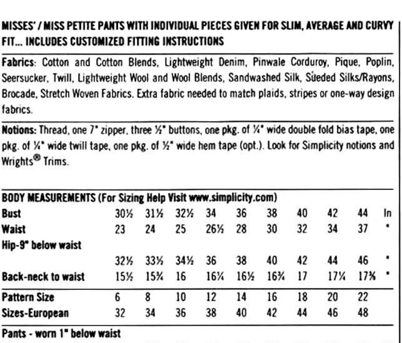 Customized Pants for Slim Average & Curvy Women Size 6 8 10 12 Etsy