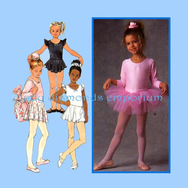 1990s leotards gonne tutù borsa body ragazze Childs taglia 3 4 5 6 ginnastica danza balletto pattinaggio Costume modello semplicità 7351 Uncut FF