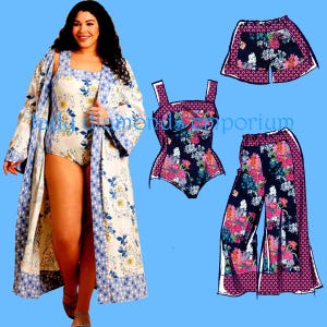 McCall's 8412 Easy Bodysuit Robe Shorts Pants Lingerie Womens plus size 20 22 24 26 28 Sewing Pattern Uncut