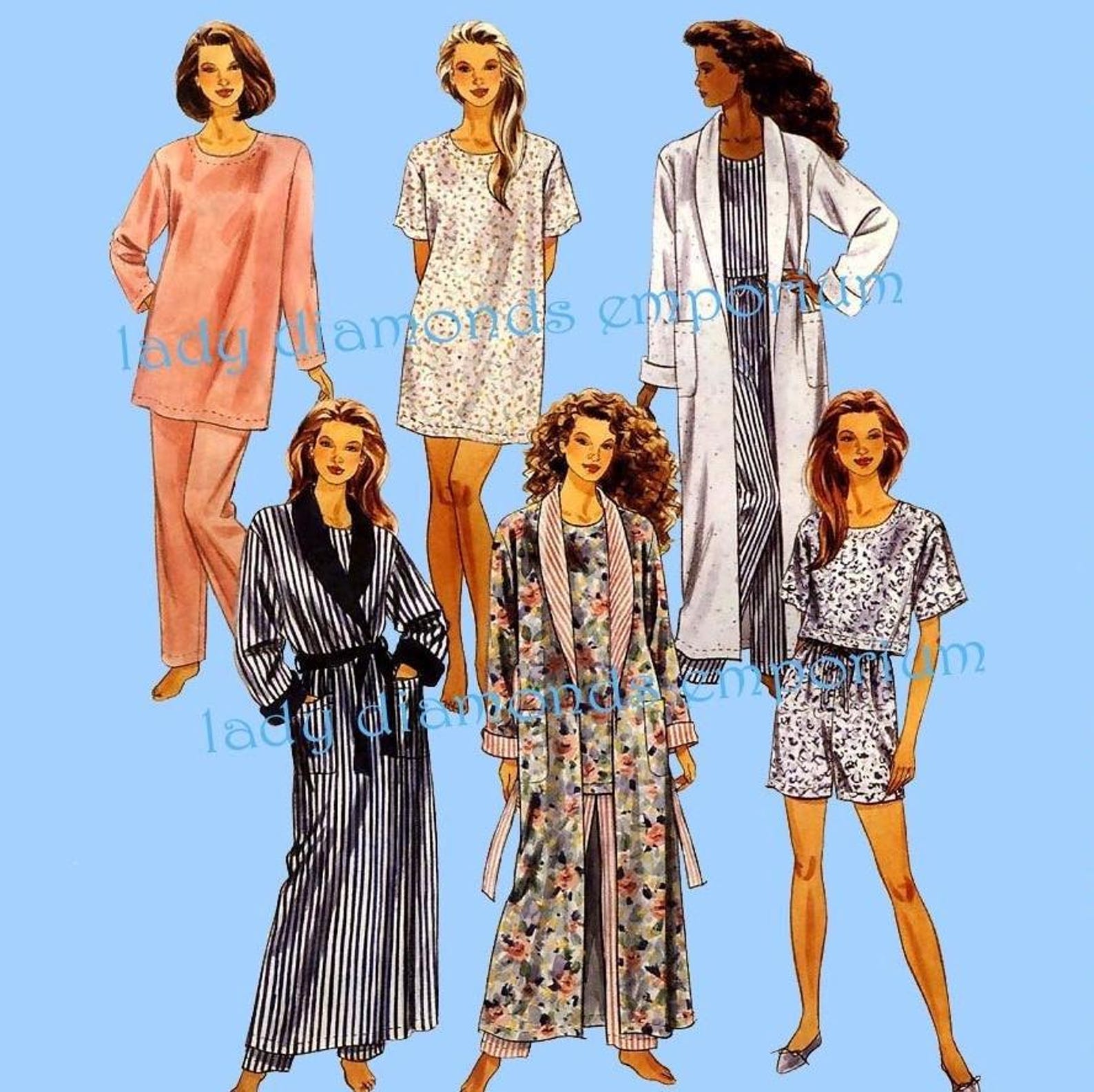 1990's Mccalls 6801 9048 Robe Bathrobe Pullover Tunic Top Pants Shorts ...