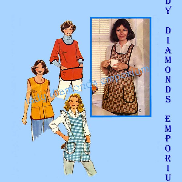 Patron de couture de simplicité 9209 Vintage tabliers cordonnier tablier blouse tablier pull bavoir tablier femmes taille 10 12 buste 32 34 1970