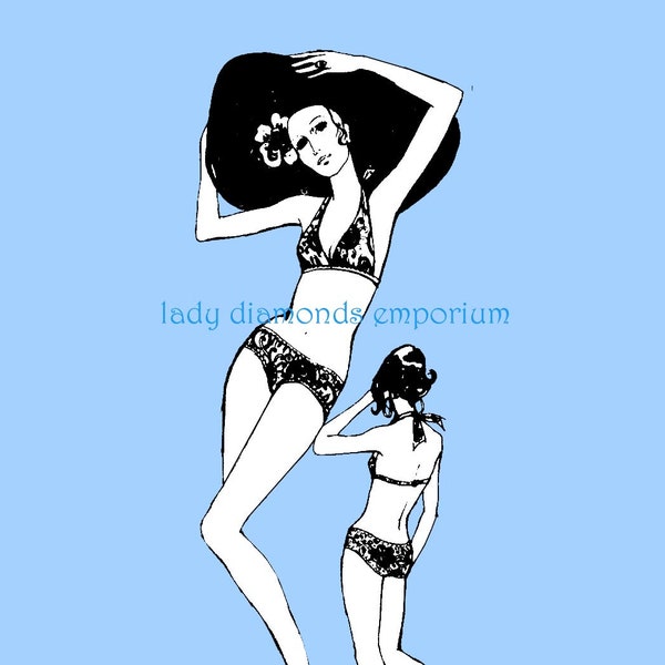 Vintage Bikini Patterns 2 Piece Swimsuits Womens 8 10 12 - 6 8 10 12 14 16 18 - hip 28-40 Ann Person Stretch & Sew 1350 1375 1390 Uncut