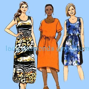 Fast & Easy Loose Fitting Pullover Dress Blouson Bodice Mini Midi Maxi Womens Plus Size 16 18 20 22 Sewing Pattern Butterick 6210 Uncut