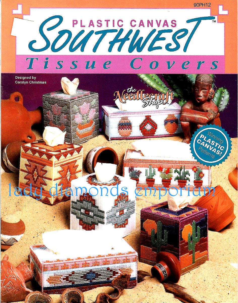 Southwest Tissue Covers Plastic Canvas Booklet 7 Patterns Carolyn