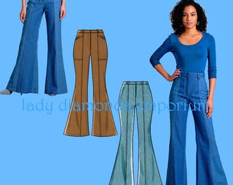 Mccalls 8007 Womens Flared Leg Bell Bottom Pants Jeans Fly Front