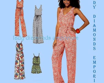 Easy Maxi Dress with Front Slit Jumpsuit Romper Sundress Womens XXS - XXL Easy Petite to Plus Size Sewing Pattern Simplicity 1355 9125 Uncut