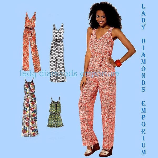 Einfach Maxi Kleid mit Schlitz Vorne Jumpsuit Sommerkleid Damen XXS - XXL Einfach Petite bis Plus Size Schnittmuster Einfachheit 1355 9125 Uncut