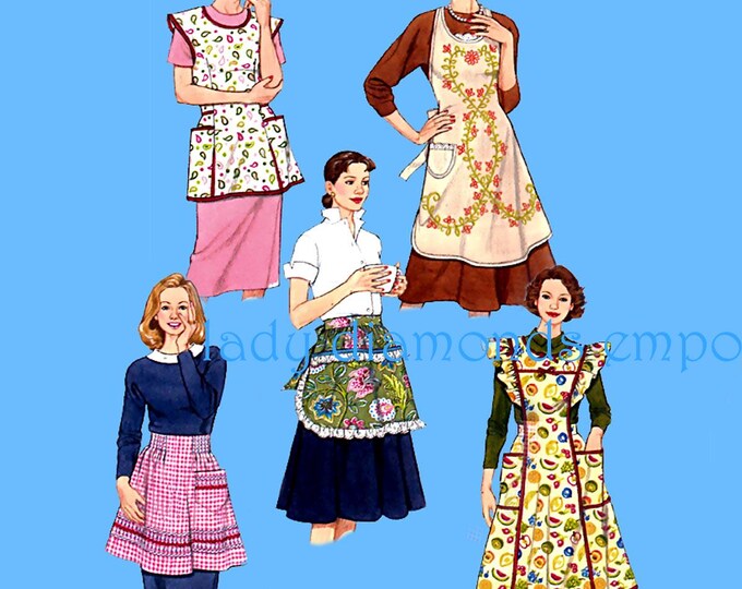 Simplicity 1699 1930s Simplicity 1699 Apron in Three Styles Vintage Unprinted Sewing ...