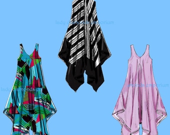 Very Loose Pullover Maxi Dress Jumpsuit Tent Dress Womens size 16 18 20 22 24 26 McCalls 7402 Uncut