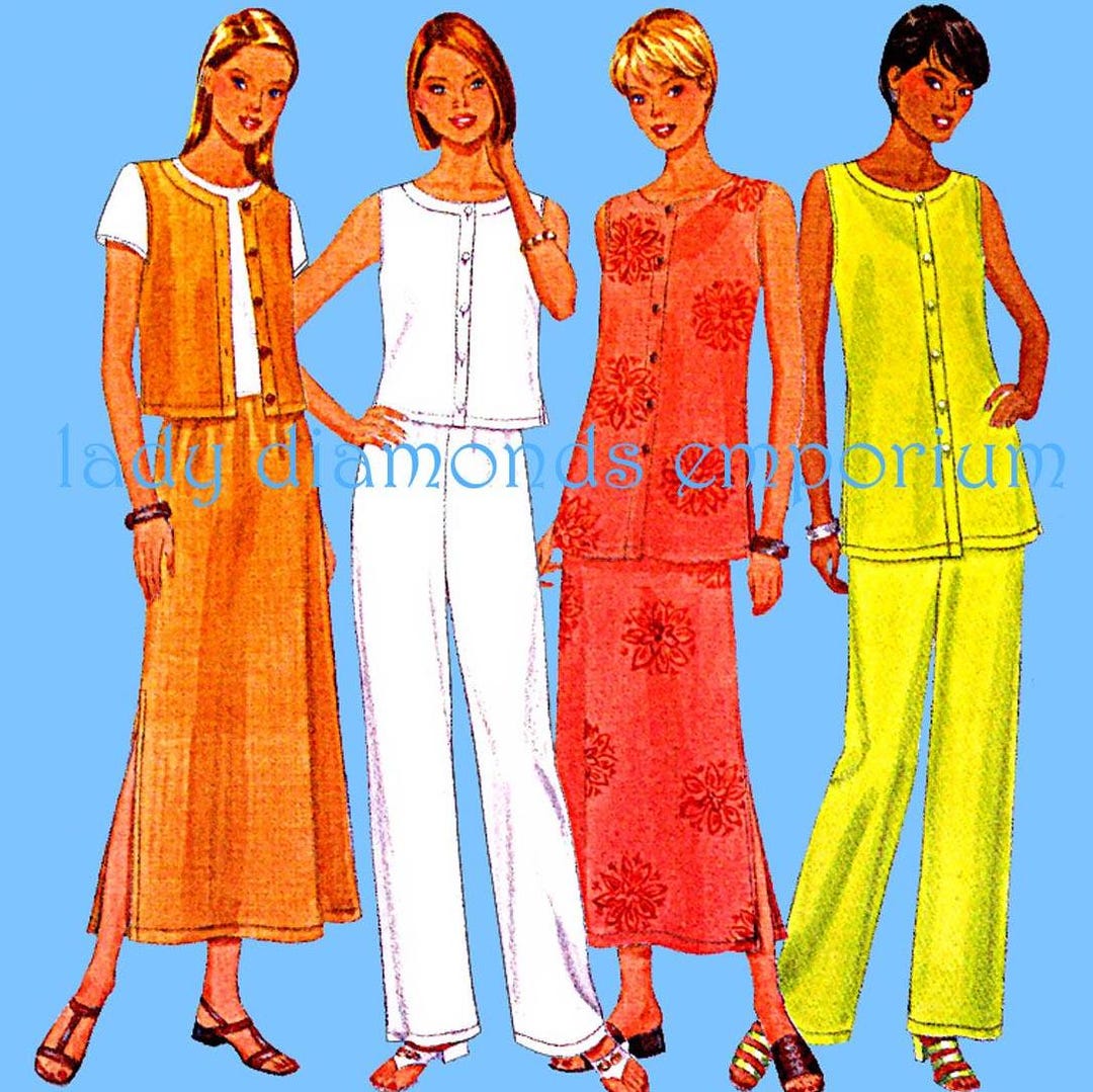 1990’s Easy Loose Fit Button-up Top Vest Pull-on A-line Maxi Skirt ...