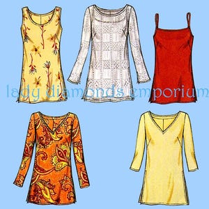 Easy Pullover Tunics Tops Shirt Blouse Spaghetti Strap Long Sleeve Sleeveless Womens 10 12 14 16 18 20 22 Sew Pattern New Look 6086 Uncut