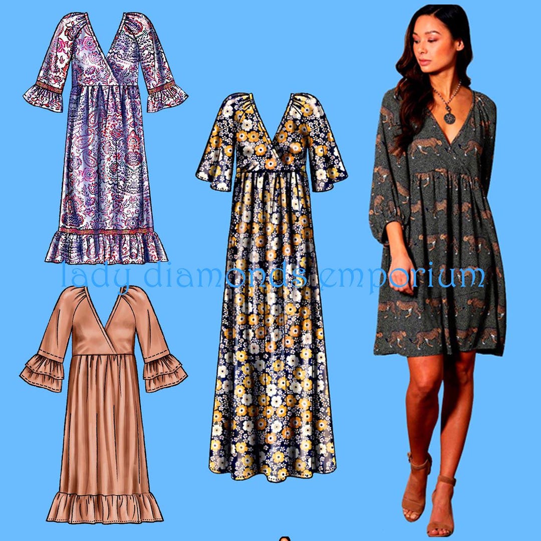Mccalls 7969 Easy Loose Fit Pullover Babydoll Dress Raised Waist Womens ...